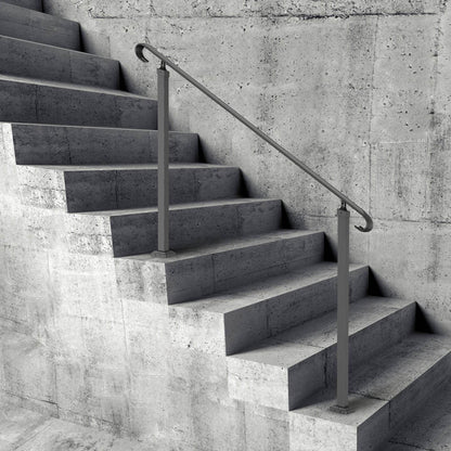 Handrails For Outdoor Steps, Fit 3-5 Steps Outdoor Stair Railing, Wrought Iron Handrail, Flexible Front Porch Hand Rail, Black Transitional Hand Railings For Concrete Steps Or Wooden Stairs - www.Shopthatapp.com