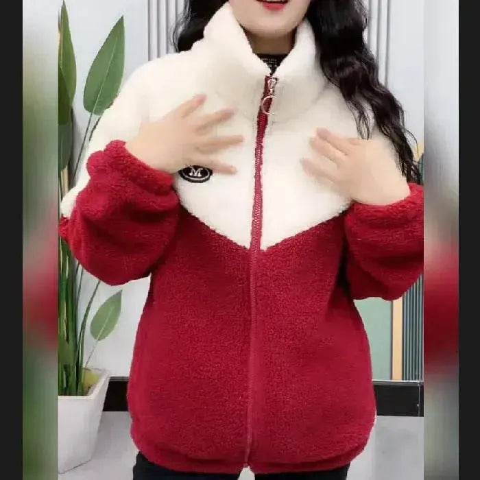 Fashionable  Women's Woolen Jacket Zip up Thickened Winter coat - www.Shopthatapp.com