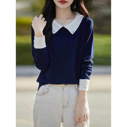 Lapels Bottoming Sweater blouse top For Women - www.Shopthatapp.com