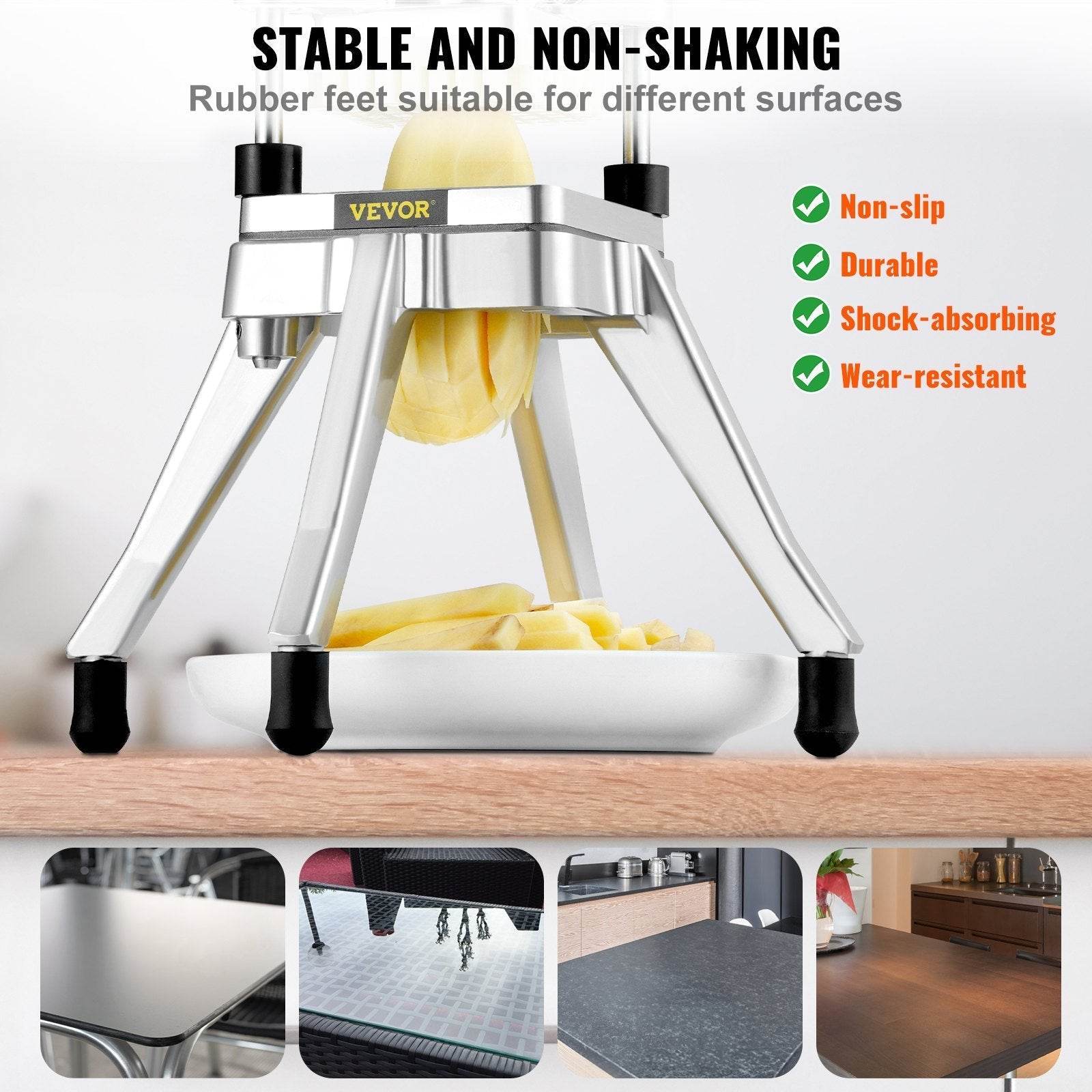 Commercial Vegetable Fruit Chopper, Stainless Steel French Fry Cutter With 4 Blades - www.Shopthatapp.com