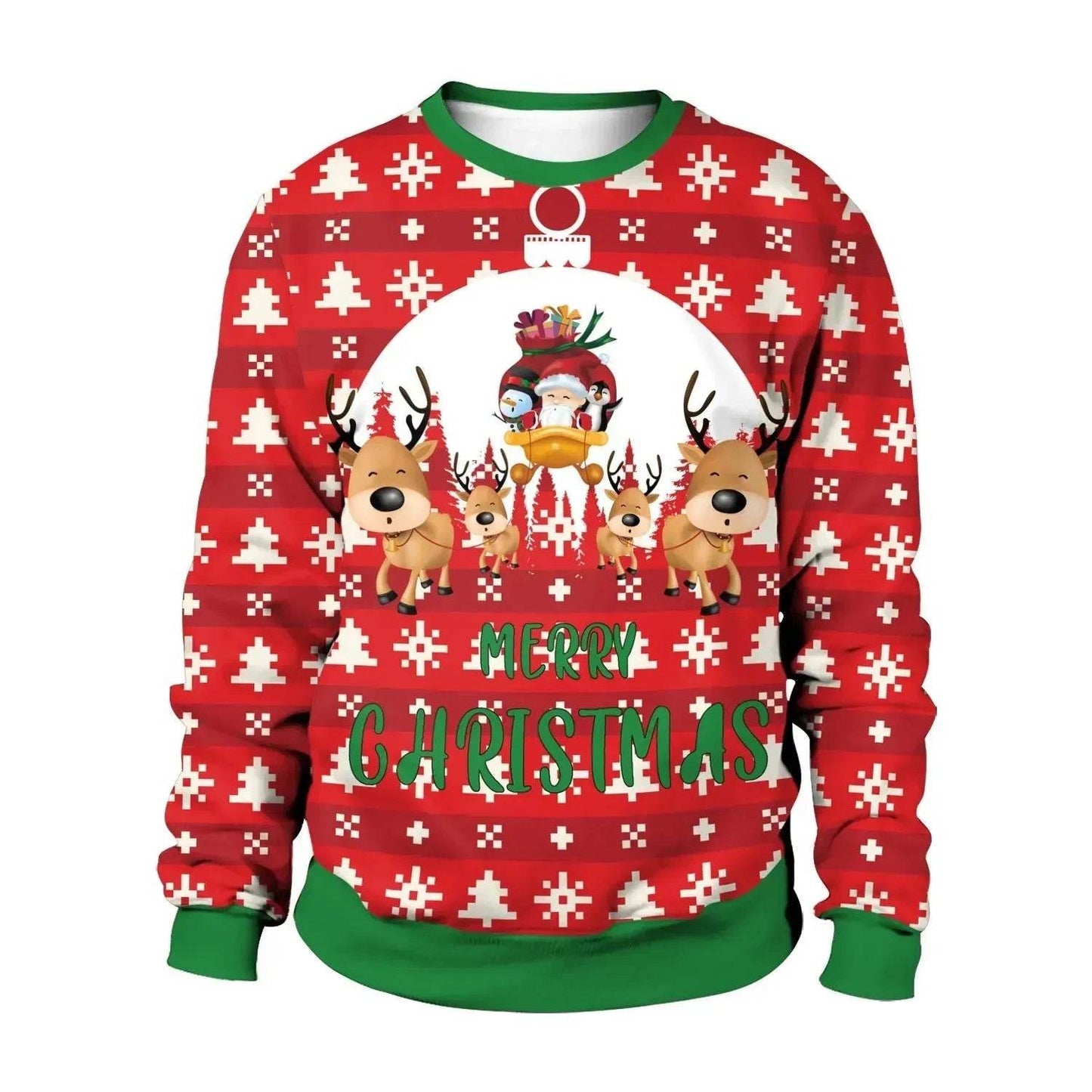Men And Women Digital Printing Christmas Round Neck Sweater Tops - www.Shopthatapp.com