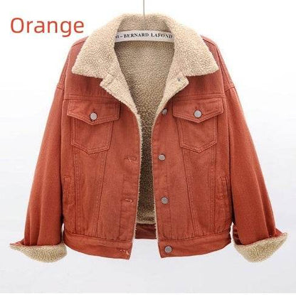 Lamb Wool Thickened Plus Velvet Denim Jacket Women - www.Shopthatapp.com