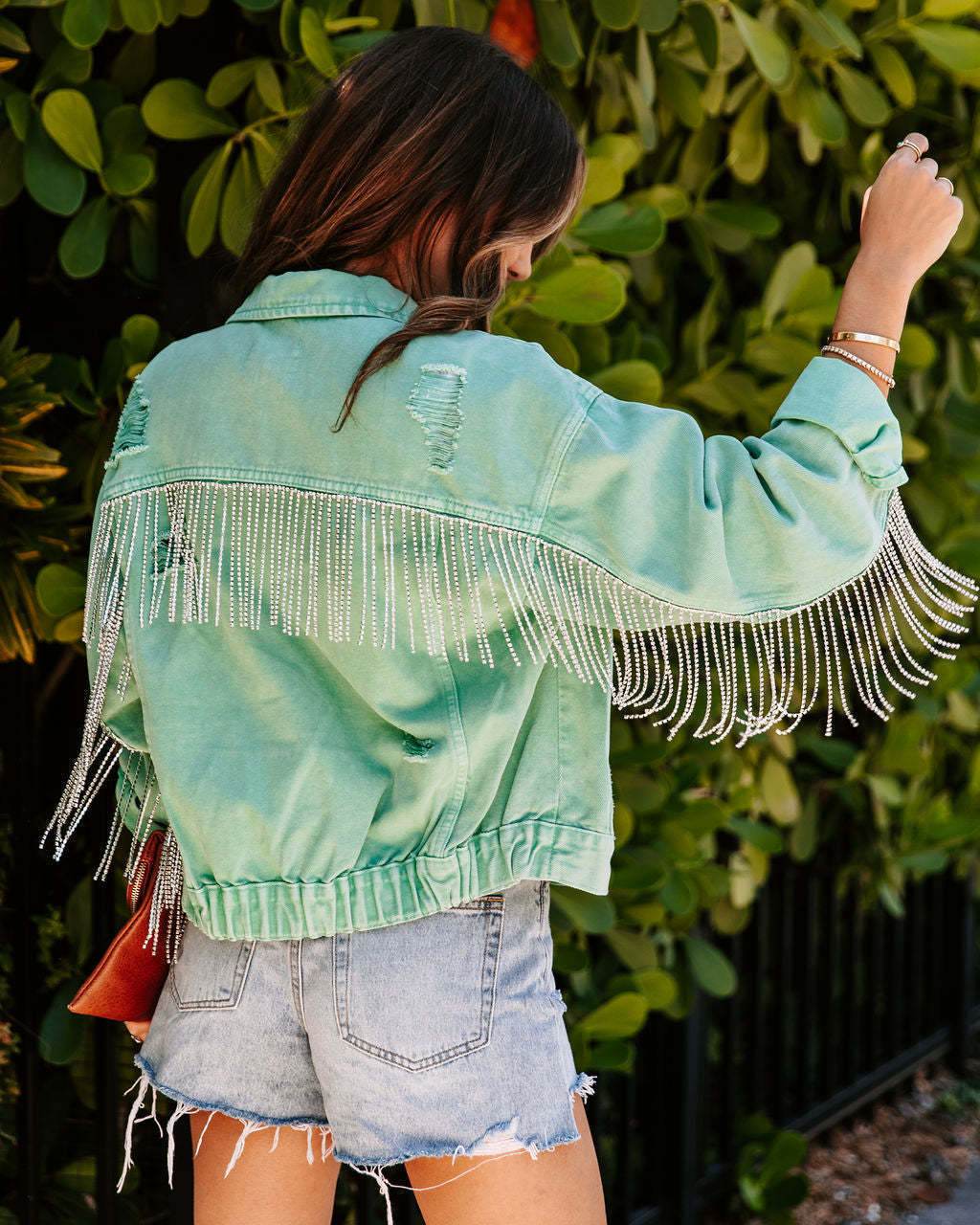 Denim Jacket Women – Light Green Cotton Long Sleeve Jacket - www.Shopthatapp.com