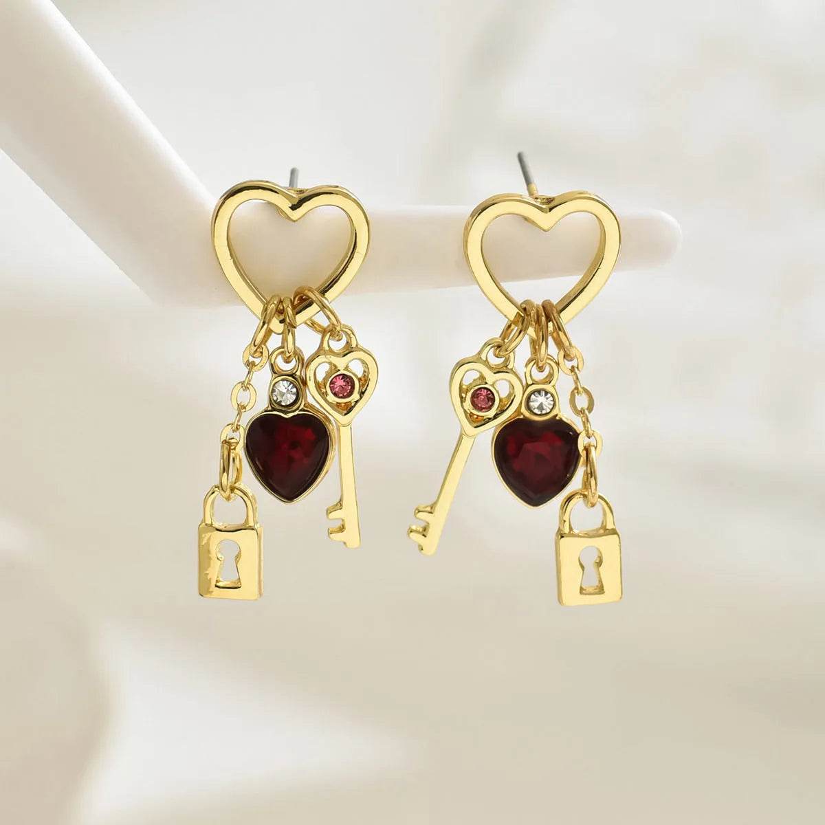 Simple Love Female Diamond Lock-shaped Special-interest Earrings - www.Shopthatapp.com