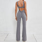 Hollow Back Workout Jumpsuit Sports Athleisure Yoga Wide Leg Jumpsuit - www.Shopthatapp.com