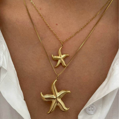 Women's necklace - Stainless Steel Starfish Conch Necklace - www.Shopthatapp.com