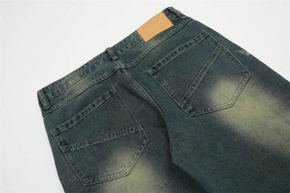Washing Indentation Denim Bootcut Jeans Pants Men - www.Shopthatapp.com
