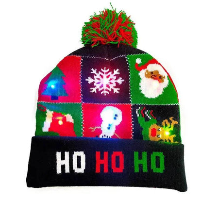 LED Christmas Hat Sweater Knitted Beanie Christmas Light Up Knitted Hat Christmas Gift  Kids Xmas New Year Decorations - www.Shopthatapp.com