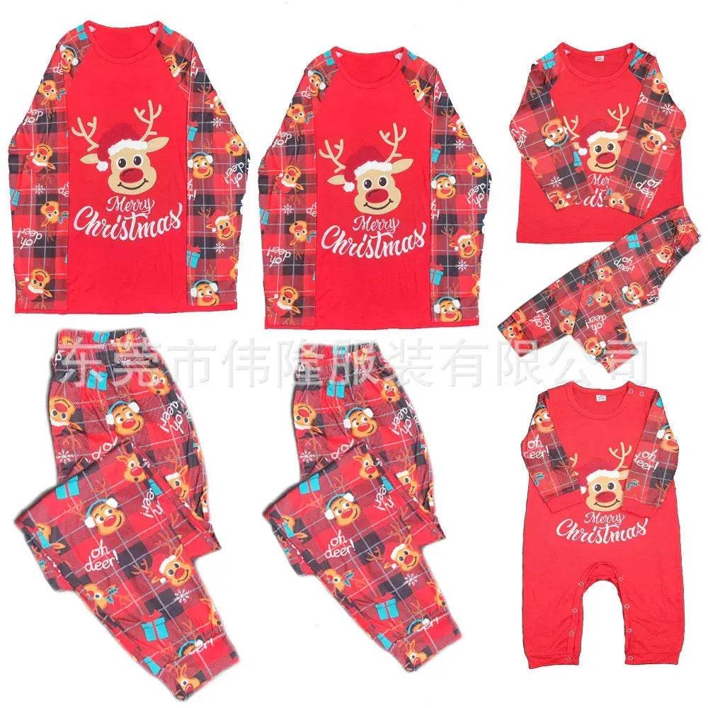European And American Long Sleeve Home Wear Printed Plaid Christmas Suit - www.Shopthatapp.com