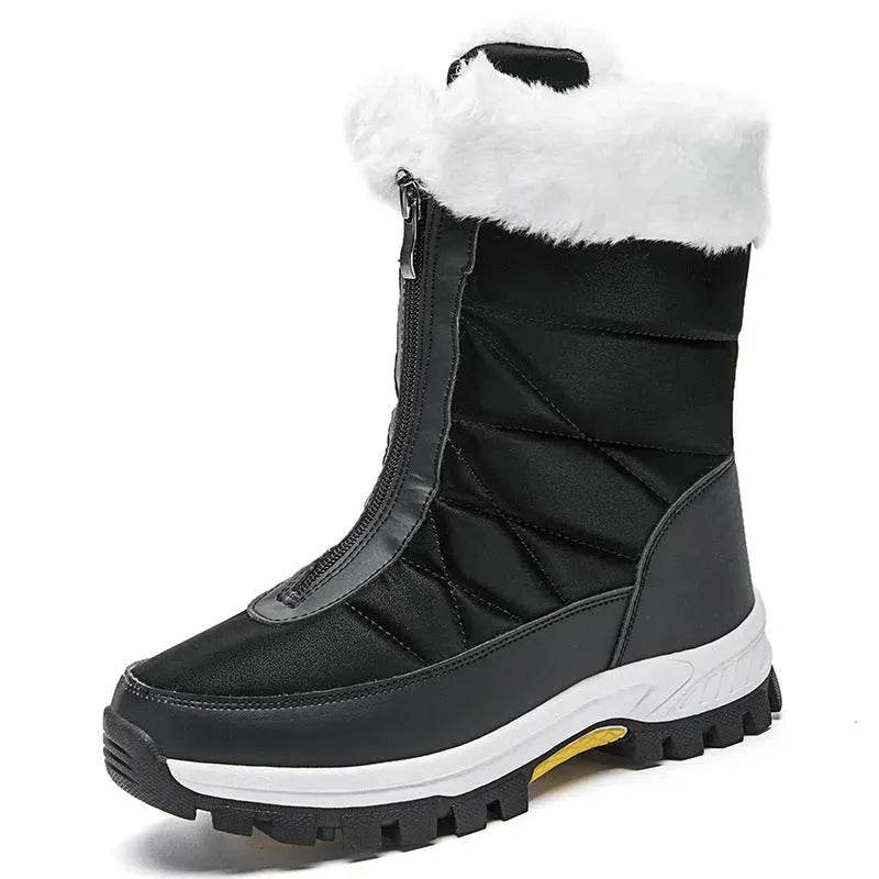 Winter Waterproof Snow Boots Women's Mid-calf Front Zipper - www.Shopthatapp.com