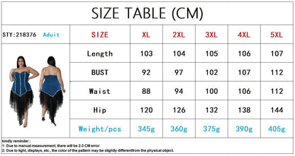 Women's Fashion Sleeveless Denim Stitching Mesh Jeans Tassel Dress - www.Shopthatapp.com