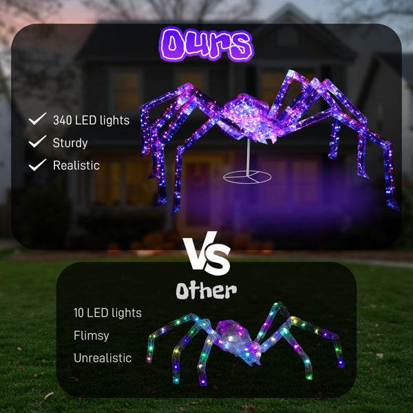 3ft Prism Spider, Illusion, 340 Purple Copper Wire Light, 4.5V 3.6W Halloween Standing Decoration US Specification - www.Shopthatapp.com