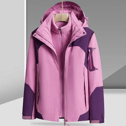 Three-in-one Removable Liner With Velvet Thickening Windproof Waterproof Jacket - www.Shopthatapp.com