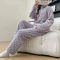 Autumn And Winter New Twist Zipper Couple Fleece-lined Thick Coral Fleece Pajamas Homewear Loungewear Sleepwear For Sleeping - www.Shopthatapp.com