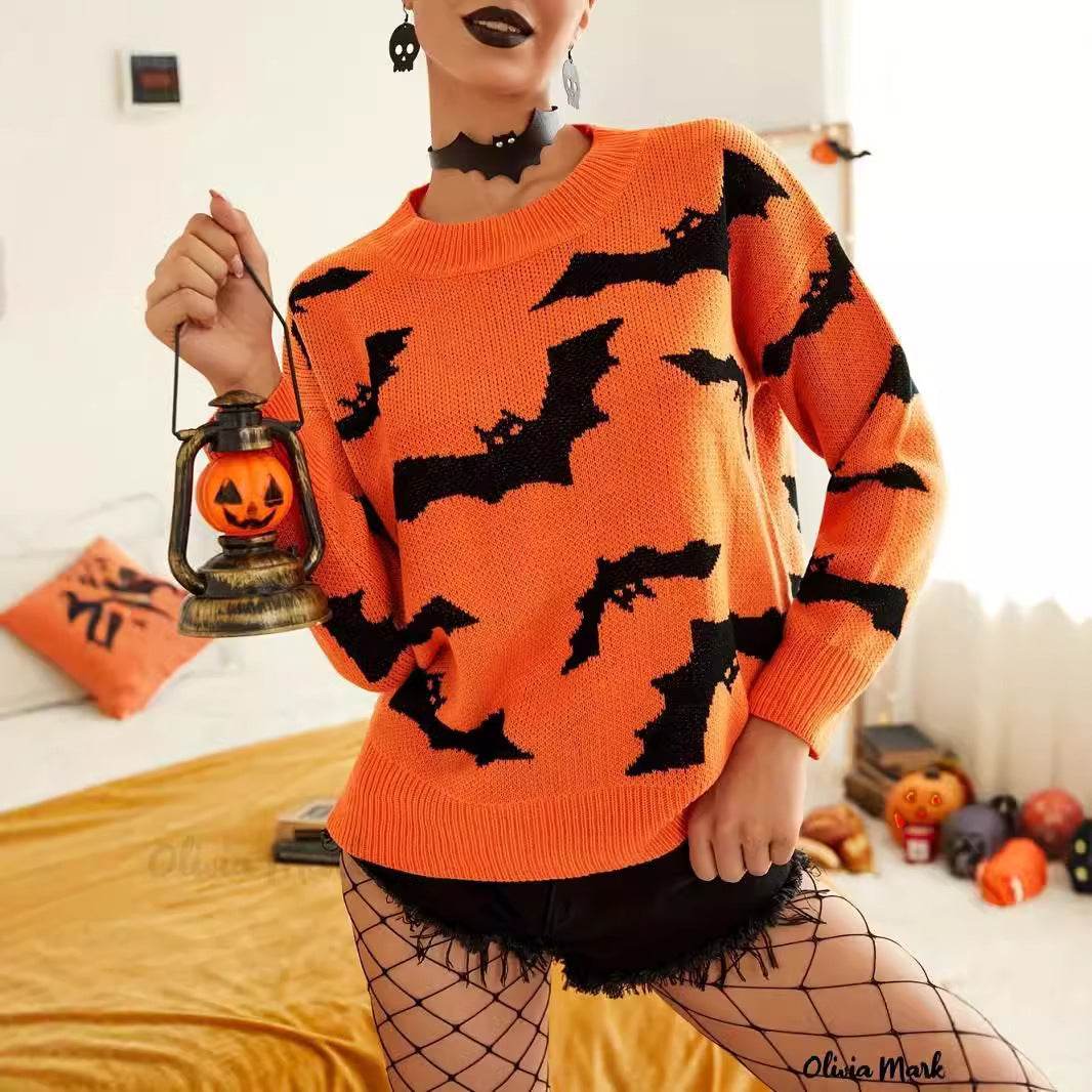 Fashion Women's Wear Long Sleeve Halloween Brocade Sweater Knitted - www.Shopthatapp.com