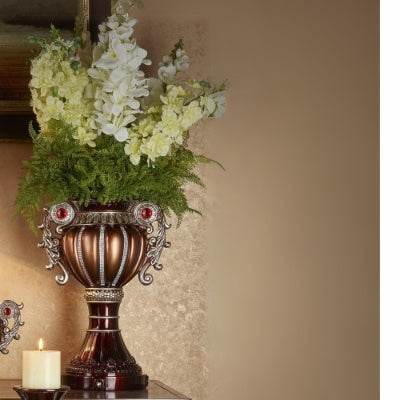 17.5 Tall  Delicata Urn-Shaped Decorative Vase, Bronze With Silver Accents - www.Shopthatapp.com