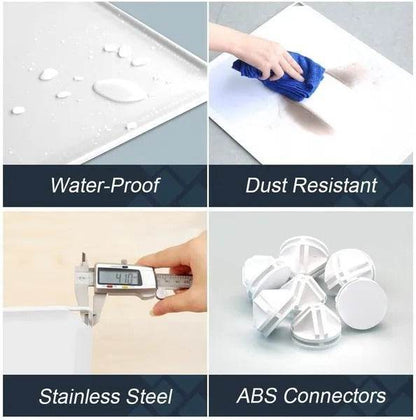 8 Cube Organizer Stackable Plastic Cube Storage Shelves Design Multifunctional Modular Closet Cabinet With Hanging Rod RT - www.Shopthatapp.com