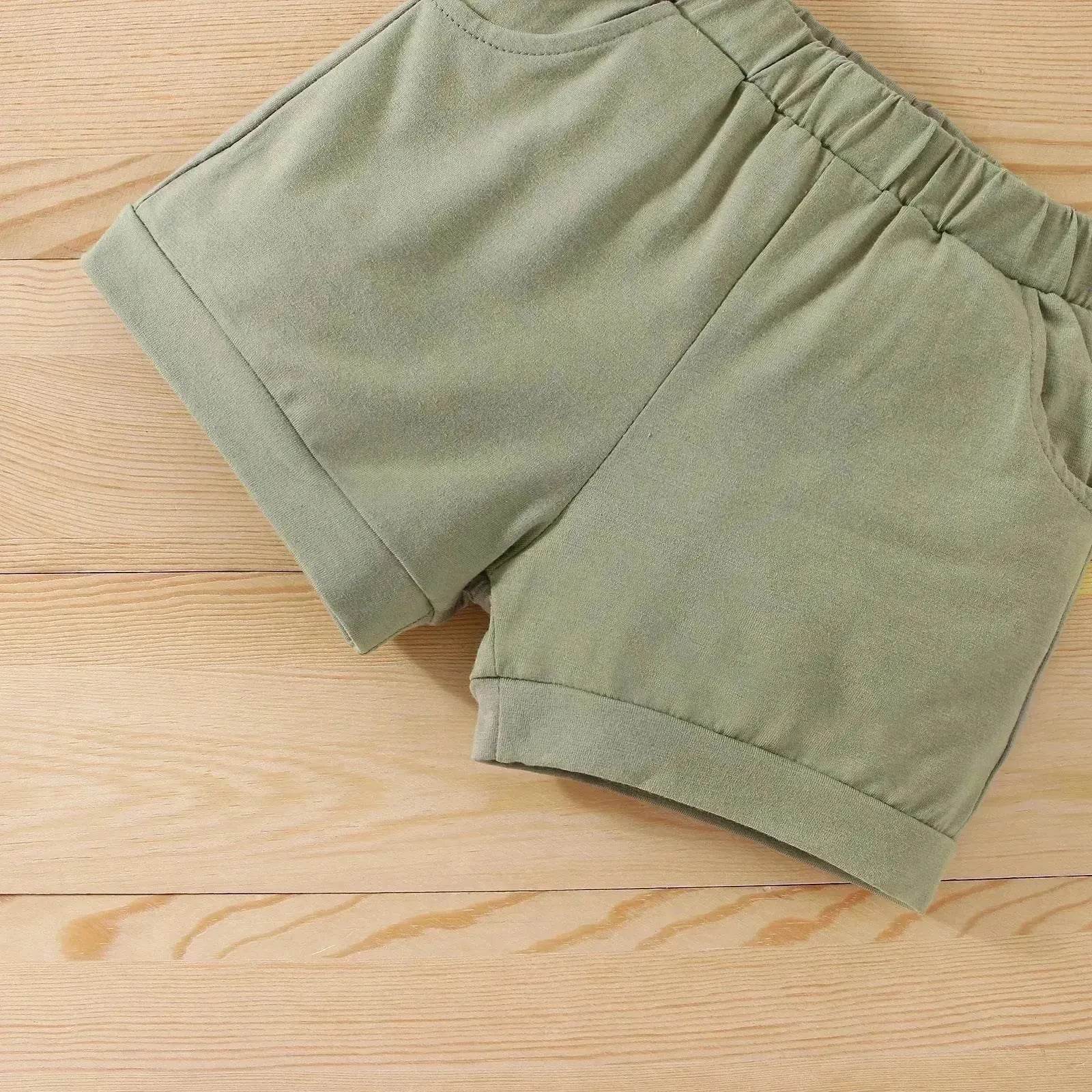 Boy's Little Dinosaur Lapel Cotton Short Sleeve Top Short Pants Suit Two piece for boys. - www.Shopthatapp.com