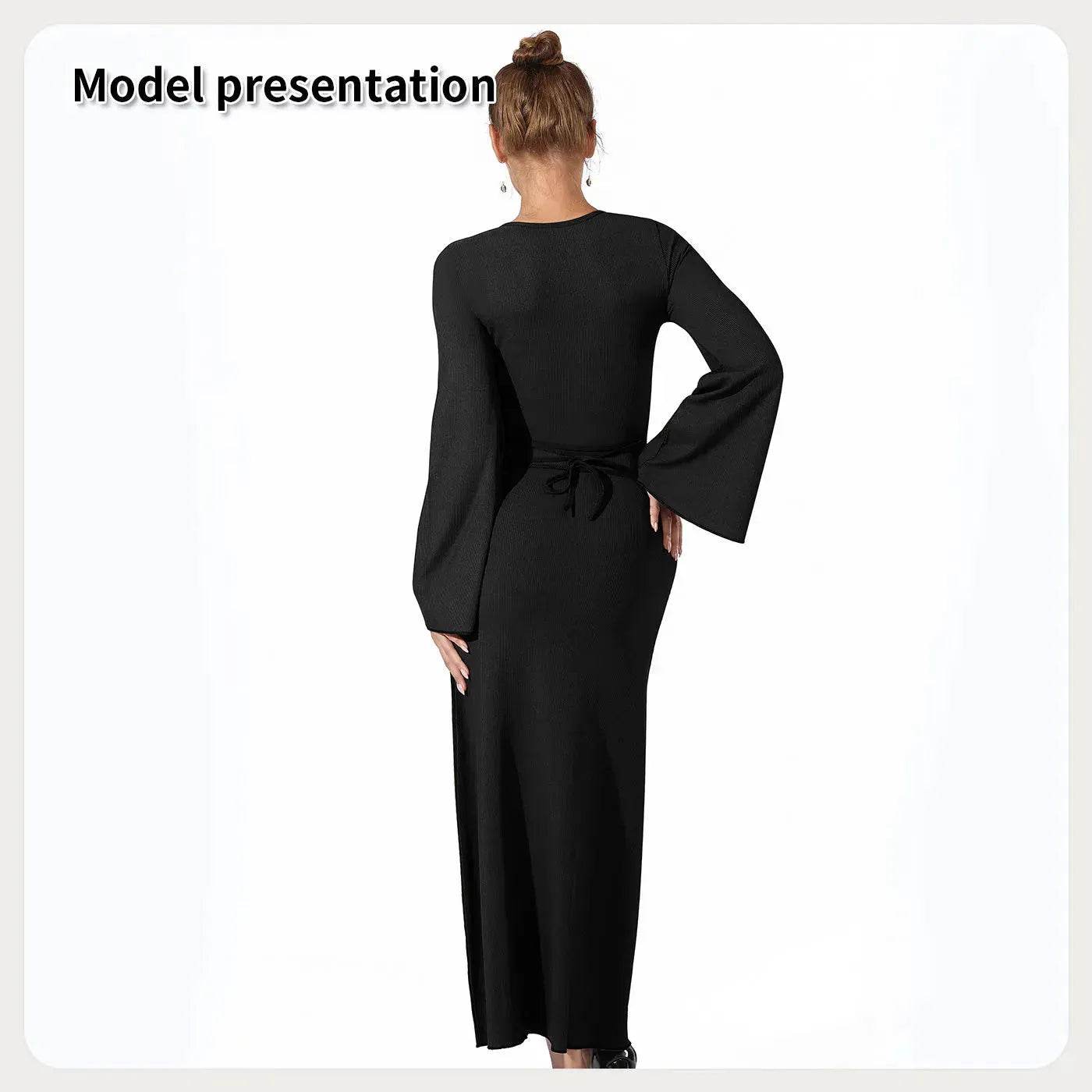 Women's Fashion Simple Plain Long Dress - www.Shopthatapp.com