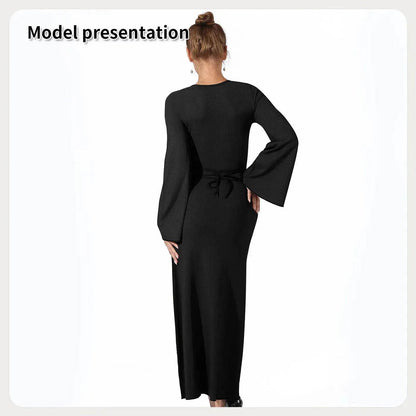 Women's Fashion Simple Plain Long Dress - www.Shopthatapp.com