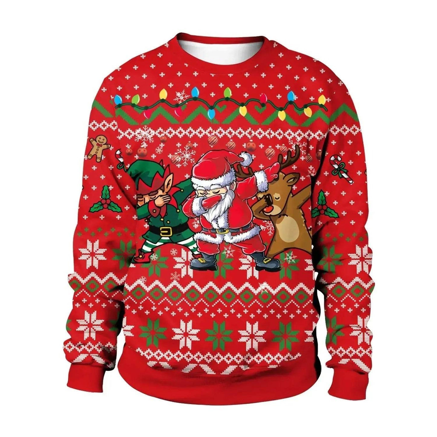 Men And Women Digital Printing Christmas Round Neck Sweater Tops - www.Shopthatapp.com