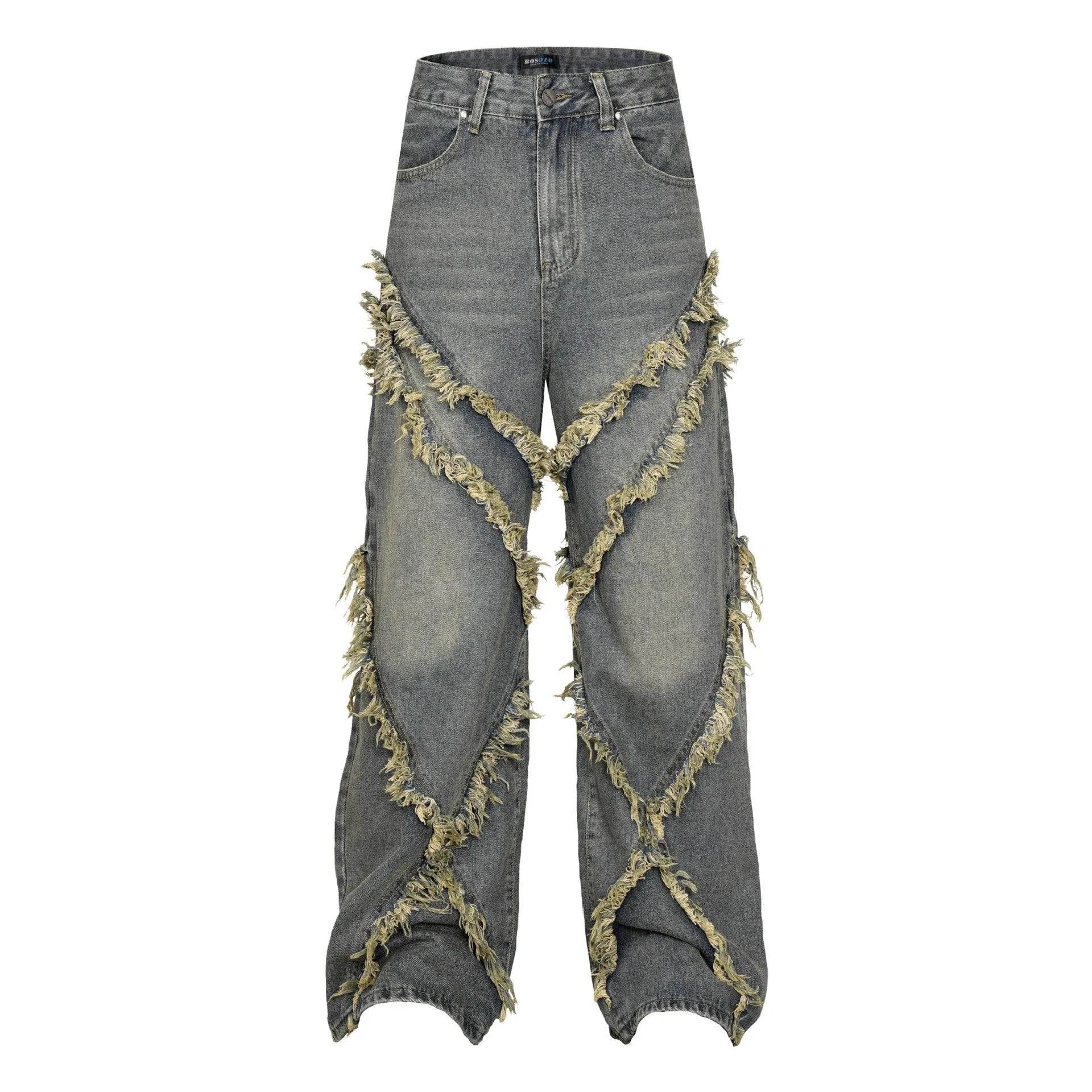 Wash Distressed Stitching Baggy Jeans Pant With Whiskers Same Style For Men And Women - www.Shopthatapp.com