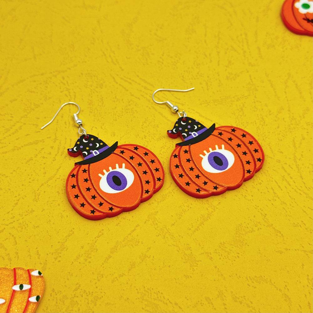 Halloween Day Ornament Colorful Ghost Eyes Funny Acrylic Earrings For Women - www.Shopthatapp.com
