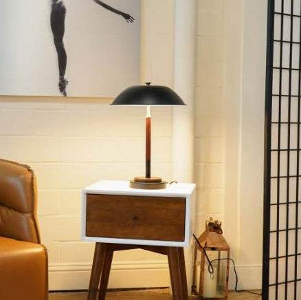 High Quality Hotel European Modern Bed Side Nightstand Decorative Led Table Desk Lamp, Cosmiclume Black Umbrella Shaped Table Lamp - Walnut - Bronze 110V - www.Shopthatapp.com