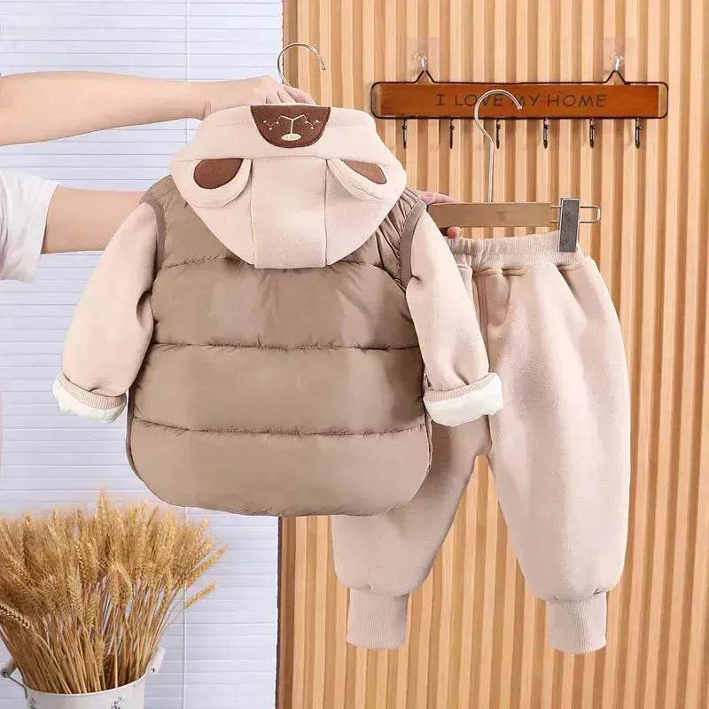 Boys' Suit Autumn Fashionable Fleece-lined Three-piece Set Baby Winter Fashionable Clothing - www.Shopthatapp.com