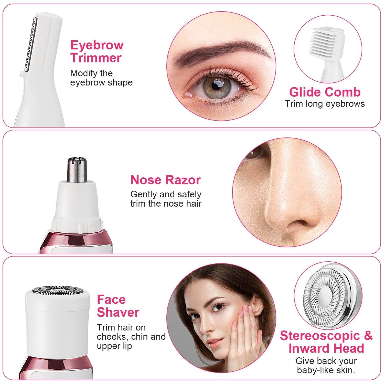 4 in 1 Painless Women Electric Hair Shaver trimmer for women - www.Shopthatapp.com