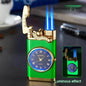New Lighter With Electric Watch Rocker Arm Automatic Ignition Straight Blue Flame Lighter Creative Real Dial Inflatable Windproof Cigar Lighter Men's Watch Gift
