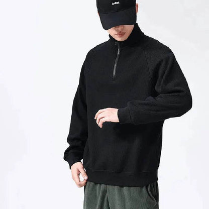 Autumn Winter half zip Stand-collar Fleece Sweatshirt Pullover tops for men - www.Shopthatapp.com