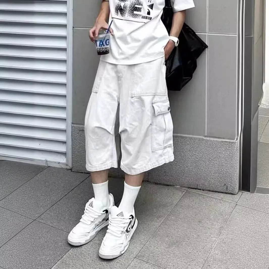 All-matching Loose Straight Cargo Cropped Baggy Pants Casual Trendy - www.Shopthatapp.com