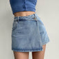Elegant Anti-exposure Irregular Mini Denim Skirt - www.Shopthatapp.com