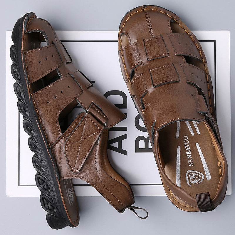 Men's Leather Sandals Soft Bottom Non-slip - www.Shopthatapp.com