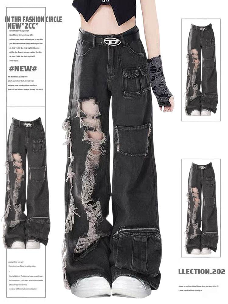 American Street Niche Oversized jeans Cargo pants for women