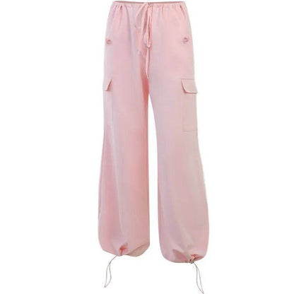 Women's Wide Leg Loose Plus Size Tether Straight Baggy Cargo Pants Women - www.Shopthatapp.com