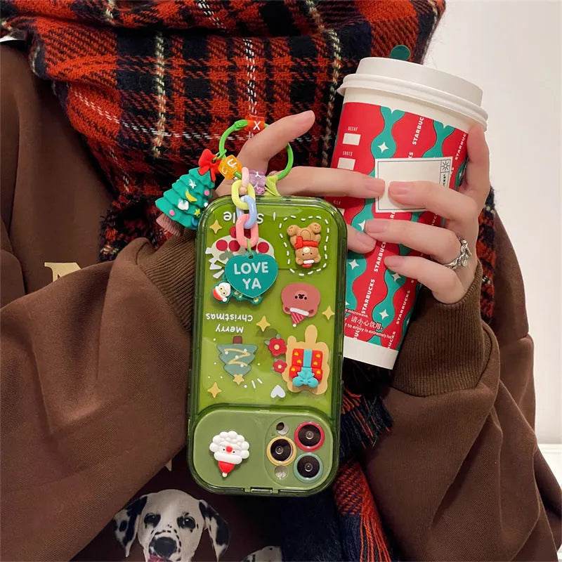 Christmas -Themed Silicone iphone Protective case with pendant girls - www.Shopthatapp.com