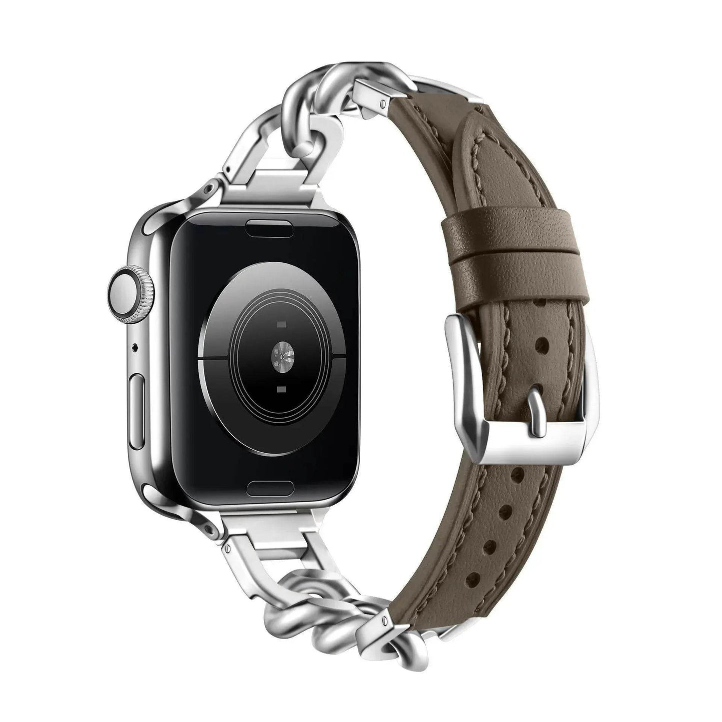 Women Leather and Stainless Steel Watch Strap for Apple  iwatch - www.Shopthatapp.com