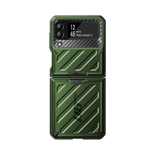 Étui robuste Unicorn Beetle PRO pour Galaxy Z Flip 3 avec clip ceinture - Vert foncé