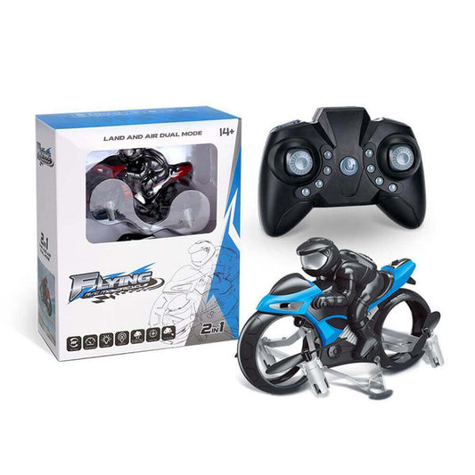 2.4GHz RC Motorcycle 2 In 1 Land Air Flying Motos Drone Toys With 360 Degree Rotation Drift Electric Motorcycle For Children - www.Shopthatapp.com #