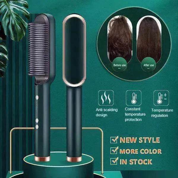 2-In-1 Hair Straightener Hot Comb - Dual-Use Rotating Electric Brush - www.Shopthatapp.com