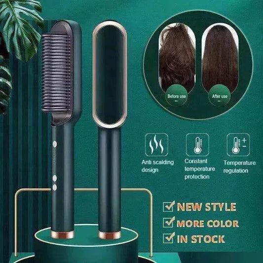 2-In-1 Hair Straightener Hot Comb - Dual-Use Rotating Electric Brush - www.Shopthatapp.com