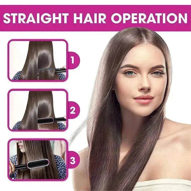 2-In-1 Hair Straightener Hot Comb - Dual-Use Rotating Electric Brush - www.Shopthatapp.com