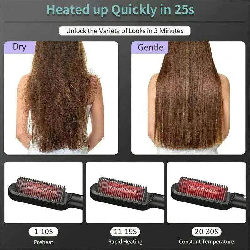 2-In-1 Hair Straightener Hot Comb - Dual-Use Rotating Electric Brush - www.Shopthatapp.com
