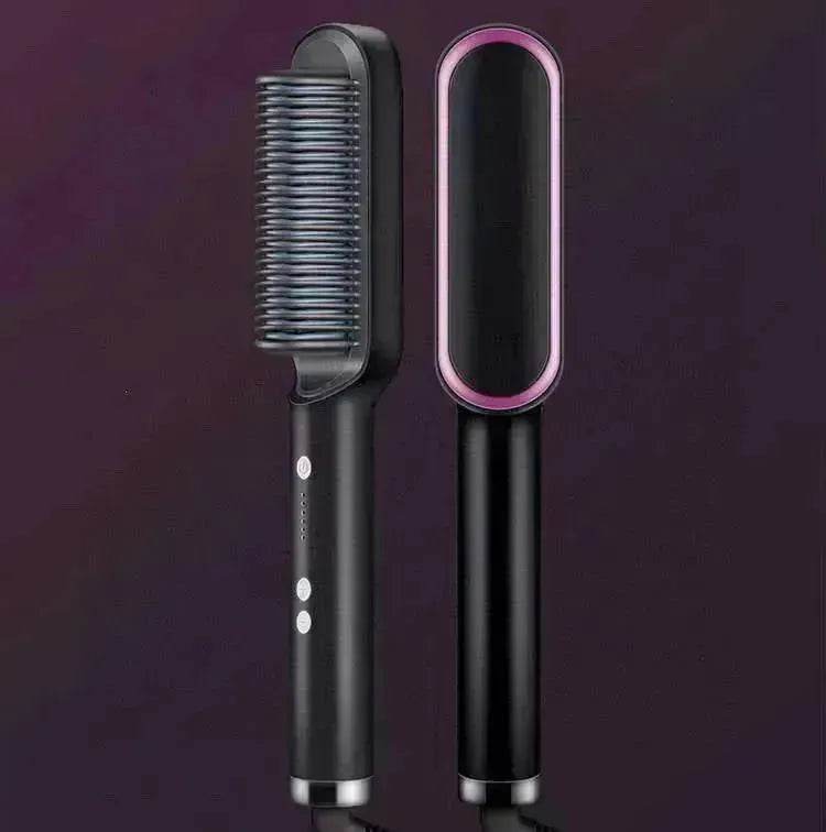 2-In-1 Hair Straightener Hot Comb - Dual-Use Rotating Electric Brush - www.Shopthatapp.com
