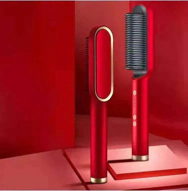 2-In-1 Hair Straightener Hot Comb - Dual-Use Rotating Electric Brush - www.Shopthatapp.com
