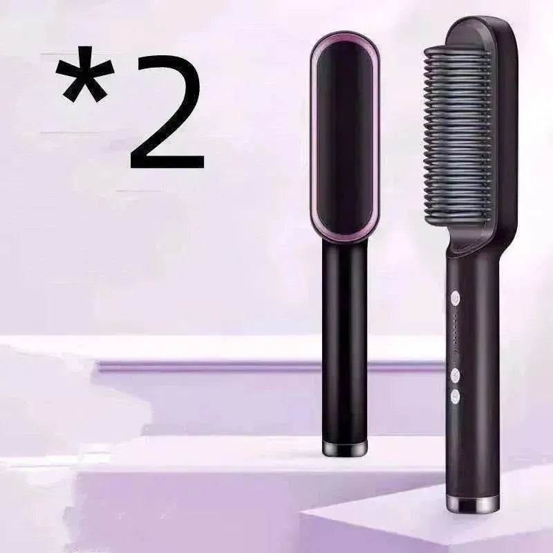 2-In-1 Hair Straightener Hot Comb - Dual-Use Rotating Electric Brush - www.Shopthatapp.com