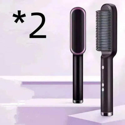 2-In-1 Hair Straightener Hot Comb - Dual-Use Rotating Electric Brush - www.Shopthatapp.com