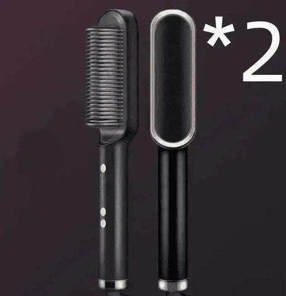 2-In-1 Hair Straightener Hot Comb - Dual-Use Rotating Electric Brush - www.Shopthatapp.com